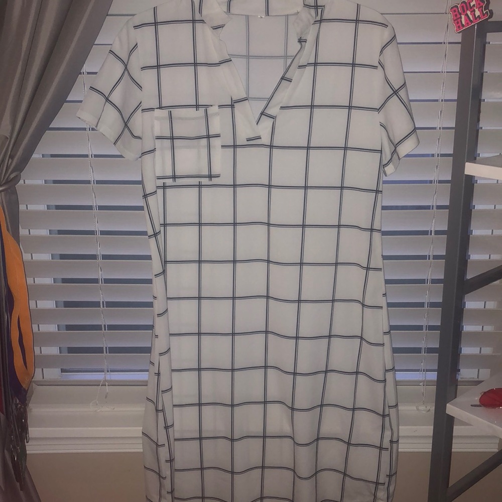 Grid print t shirt dress